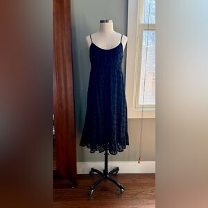 Ralph Lauren RUGBY Black Cotton Eyelet Midi Dress
